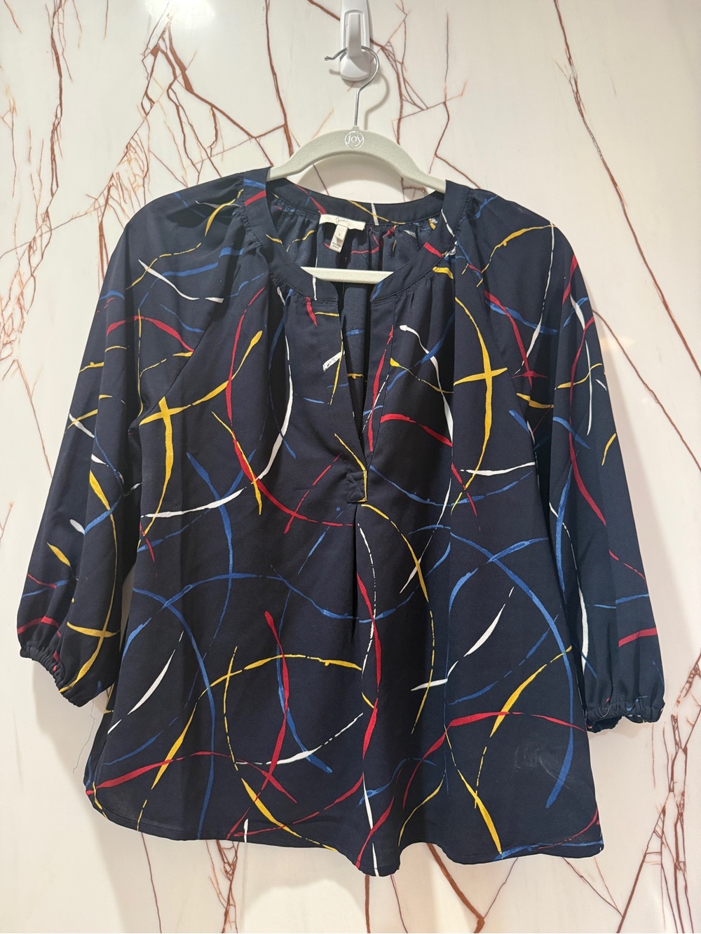 Joie Women’s Navy Long-Sleeve Abstract Print Blouse